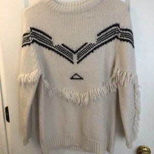 Black and White Fringe Knit Sweater